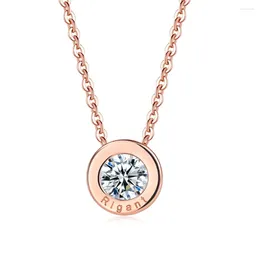 Pendant Necklaces Classic Round Pendants Necklace For Women Crystal Zircon Rose Gold Colour Choker Chain Decoration On Neck Fashion Jewellery