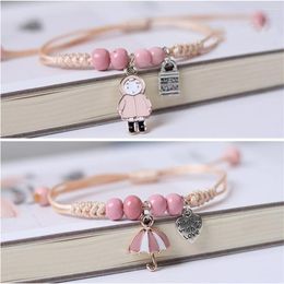 Strand Handmade Umbrella Love Heart Lock Lucky Braided Rope Bracelet Bangle Thread Adjustable Knots For Women Wrist Jewellery