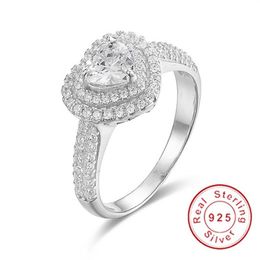 Eternal Real Solid 100% 925 Sterling Silver Engagement Wedding Rings for Women LOVE Heart 1 87ct Simulated Diamond Ring Jewellery si2724