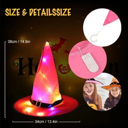 Halloween Toys Halloween LED Light Up Witch Hat Decoration Glowing Kid Adult Party Costume Cap Prop Supplies Halloween Outdoor Hanging Ornament 231019