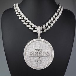 Iced Out Number 44 Large Size Diamond Round Pendant Necklace 18K Gold Plated Mens HipHop Bling Jewelry Gift277q