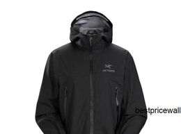 Arcterxy Jacket Men's ARC'TERXY Men's Hard Shell Charge Coat BETA JACKET Outdoor Hooded Windproof Rainproof Warm and Breathable Black/Black S HBHP