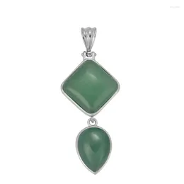 Pendant Necklaces Green Aventurine Rhombus Silver Plated Water Drop White Howlite Stone Fashion Jewelry