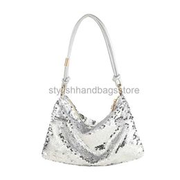 Shoulder Bags Soft Sequin Bag Lady Half Moon Bags Wedding Bridal Handbags Purse For New Year Gift Top Handle Totesstylishhandbagsstore