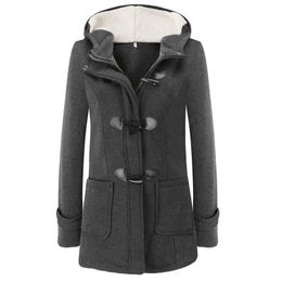 Womens Wool Blends Women Warm Long Sleeve Pullover Blouse Hooded Jacket Coat HornBuckle Outerwear Simple And Fashionable Clothing 231019