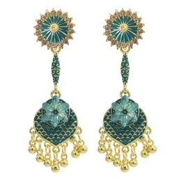 Indian Jhumki Earrings for Women Gold Alloy with Big Crystal Bells Tassel Earring Party Jewelry Gift271l