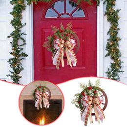 Decorative Flowers Christmas Decoration Wreath Artificial Front Fall Gnome Battery Operated Lights