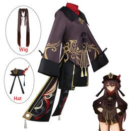 Genshin Impact Hutao Cosplay Costume Shoes Uniform Wig Chinese Style Halloween Costumes for Women Game Hu Taocosplay