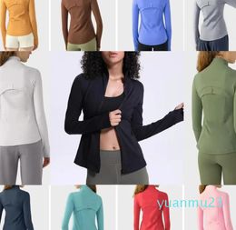 lu define jacket brand yoga outfit Autumn Winter New Zipper Jacket Quick-Drying Yoga Clothes Long-Sleeve Thumb Hole Training Running Jacket Women Slim Fitness Coat