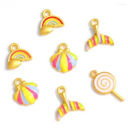 Charms WZNB 10Pcs Enamel Shell Mermaid Fish Tail Alloy Pendant For Jewelry Making Diy Earring Necklace Bracelet Accessories