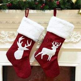 Christmas Decorations Christmas stockings gifts candy bags elk Christmas trees deer printed pockets hanging New Year decorations x1019