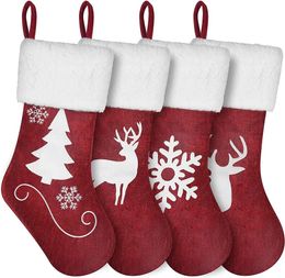 Christmas Stockings Large 18inches Personalised Christmas Stockings Fireplace Hanging Stocking Decorations with Plush Cuffs for Holiday Party Wholesale