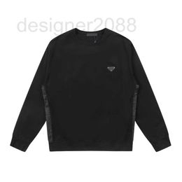 Women's Hoodies & Sweatshirts Designer 2023 New Light Luxury Nylon Spliced Round Neck Casual Versatile Men's and Women's Sweater CVE6