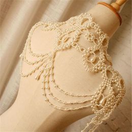 Wedding Bridal Pearls Wrap Shoulder Necklace Full Body Chain Jewelry Princess Handmade Dress Accessories Luxury Fashion Necklace W244V