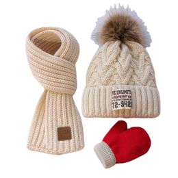 Children Scarf Hat and Glove Set Baby Winter Autumn Soft Woollen Cap for Boys Girls Warm Jumper Knitted Hat 2-10Years