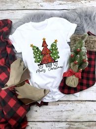 Women's T Shirts Clothing Women Top Year Female Clothes Fashion Tree Lovely Festival Trend Christmas Tee Shirt Printed Graphic T-shirts