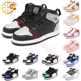 Infants 1s Jumpman 1 Kids Black White Basketball Shoes Toddler Light Smoke Grey Game Royal Obsidian Bred Athletic Sneakers Multi-Color Tie-Dye Outdoor size 24-37