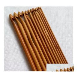 Craft Tools 12Pcs/Set Craft Tools Sweater Knitting Circar Bamboo Handle Cloghet Hooks Smooth Weave Needle 12 Size Home Garden Arts, Cr Dhpdl