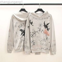 24SS Designer Hoodie Saint Michael Co Brand Designer Graffiti Angel Devil Print Hoodie Sweater Wash Men's and Women's Plush Coat