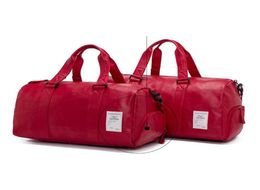 New Fashion Pu Leather Gym Male Bag Top Female Sport Shoe Bag for Women Fitness Over the Shoulder Yoga Bag Travel Handbags Black R5247453
