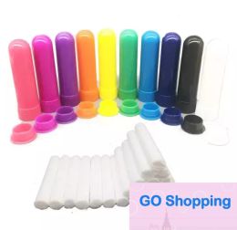 100 Sets Coloured Essential Oil Aromatherapy Blank Nasal Inhaler Tubes Diffuser With Quality Cotton Wicks