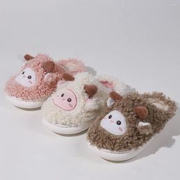 Slippers Cartoon Sheep Cotton Female Cute Home Winter Warm Flat Shoes Comfortable And Soft Couple