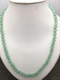 Chains Fashion Natural 8mm Light Green Aventurine Jade Gemstone Round Beads Necklace