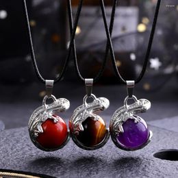 Pendant Necklaces 10pcs Natural Stone Lizard Opal Rose Quartz Tiger Eye Lapis Animal Charms