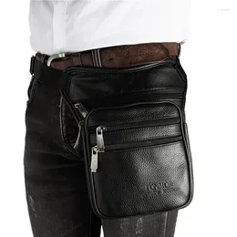 Waist Bags Men Genuine Leather Drop Leg Bag Military Motorcycle Multi-Purpose Messenger Shoulder Belt Hip Bum Fanny Pack High Quality