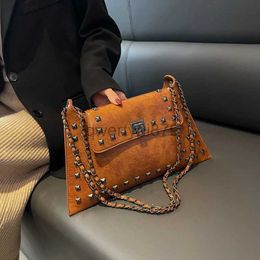 Cross Body Hot Punk Style Women's Shoulder Bag High-quality PU Leather and Handbags For Rivets Design Crossbody Bagsqwertyui879