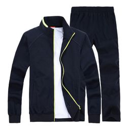 Plus Size Mens Sweatsuit Fashion Solid Autumn Winter Tracksuits Men Casual Zipper Sweatshirt Jogger Pants Set280C