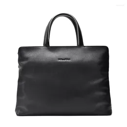 Briefcases King Top Layer Cowhide Men's Bag Business Casual Handbag Black Briefcase