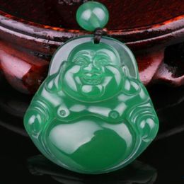 Green agate jade Buddha pendant green crystal belly belly Miller Buddha life jade pendant necklace female models247H