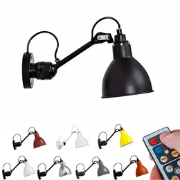 Wall Lamp 1 Pcs Battery Operated Industrial Metal Rotated Adjust Up And Down Light Fixture Dimmable For Loft Reading Store