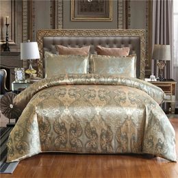 Bedding sets Luxury Satin Jacquard Single Double Duvet Cover Set King Size High End European Wedding Queen Quilt 231020