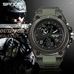 Wristwatches SANDA Luxurious Casual Men Watches LED Digital Sports Military Outdoors Quartz Watch Waterproof Clock Man