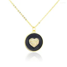 Pendant Necklaces Charming Zircon Heart For Women Ladies Geometric Round Coin Necklace Clavicle Chains Trendy Jewellery