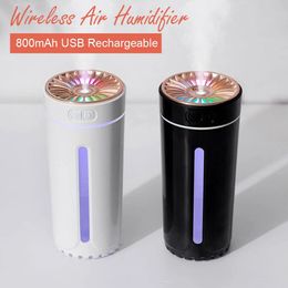 Steamer Wireless Air Humidifier Colourful lights Mute Ultrasonic USB Fogger Diffuser Purifier 800mAh Rechargeabl Cool Mist Maker For Car 231020