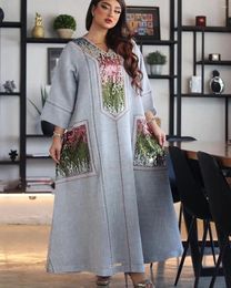 Ethnic Clothing Middle East Jalabiya Dubai Sparkle Sequins Embroidered Robes Muslim Women's Ramadan Elegant Turkey Abaya Party Dress
