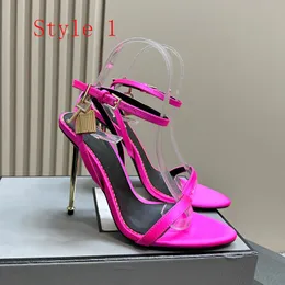 Women's Sandals French Pointed Toe High-heeled Shoes Thin Heel Luxury Designer Letter High Heel Shoes Women Runway Pointed Toe Low Woman Brand Sandals With lock head