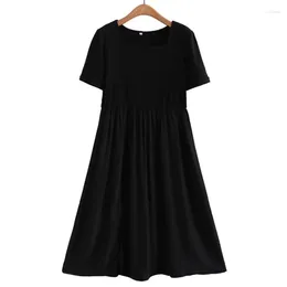 Plus Size Dresses Women Long Oversized Curve Clothes Black Fashion Square Collar Splice Split One-Piece Summer 2023