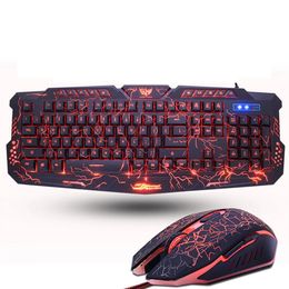 Keyboards Game Keyboard and Mouse Combos Backlit USB Wired Waterproof Red Purple for PC Laptop US 231019