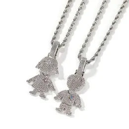 Pendant Necklaces Iced Out Lover's Micro Paved CZ Stone Necklace For Men Women Hiphop Jewellery