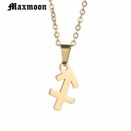 Pendant Necklaces Maxmoon Top Quality Zodiac Jewellery Sagittarius & Pendants Stainless Steel Necklace For Men Women2559