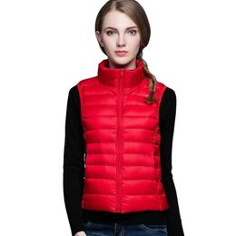 Winter women solid vest sleeveless jacket Classic Feather Casual bodywarmer Vests plus size S-XXXLshiny 46CER