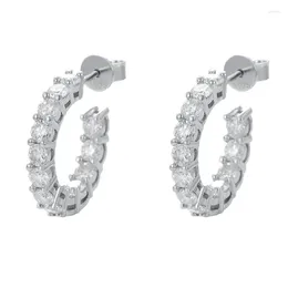 Stud Earrings 2.6ct Row Moissanite Women Solid 925 Silver Jewellery Bling Mosan Diamond Huggie Wedding Party Pass