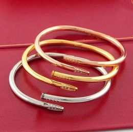 20 Bangle Love Gold Bracelet nail bracelet Designer Bangles for Women Mens Stainless Steel Alloy Armband Pulsera Pulseras Plated Silver Rose Jewellery Diamond