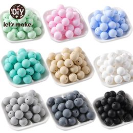 Teethers Toys Let's Make 100pcs Perle Silicone Beads 15mm Baby Teether Round Beads Food Grade Beads DIY BPA Free Beads 15mm Silicone Beads 231020