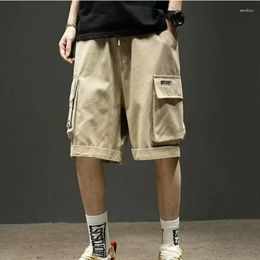 Men's Shorts Safari Style Men Clothing Summer Sports Middle Patchwork Drawstring Trousers Casual Knee Length Solid Polyester Straight