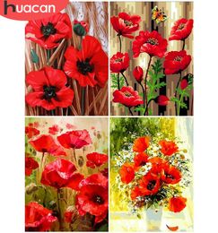 HUACAN DIY Painting By Number Flower Hand Painted Paintings Flowers Art Drawing On Canvas Pictures By Numbers Kits Home Decor6072992